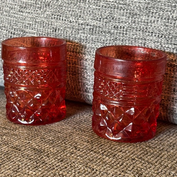 Carnival Glass Other - Antique/Vintage Cranberry Red Pressed Glass Toothpick Holders